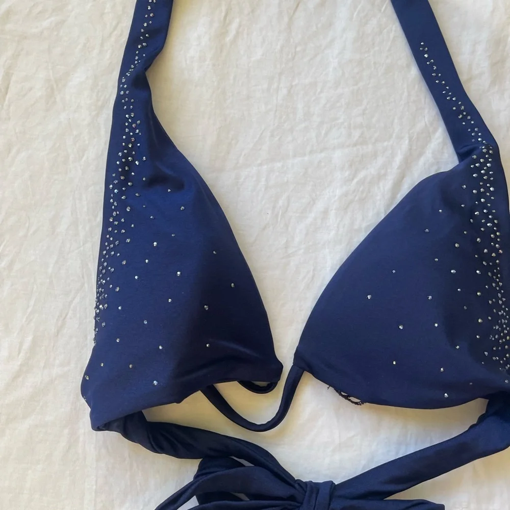 Bellissima Swarovski Crystal Bikini Top Embellished Halter Sparkle Size M NEW